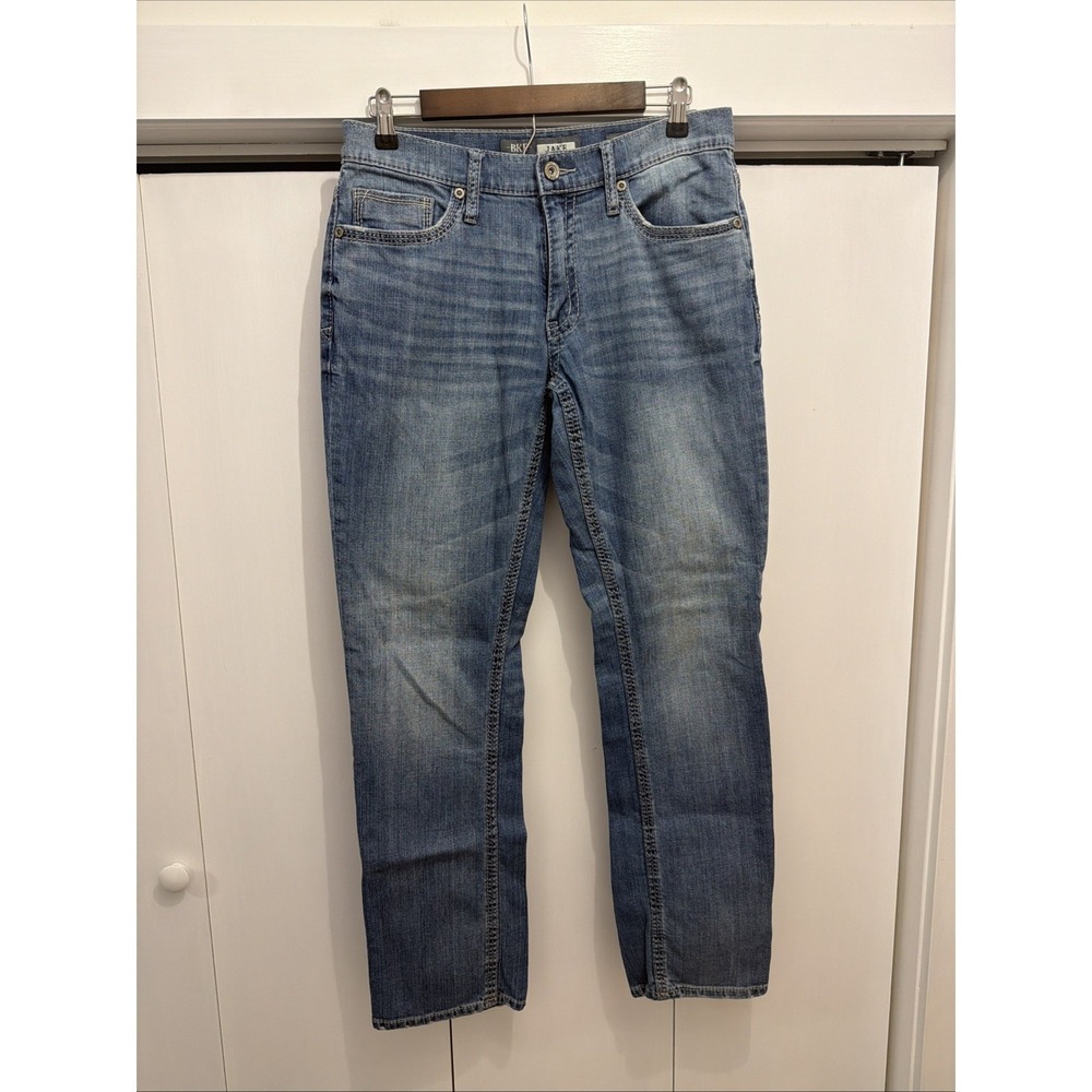 BKE Buckle Jeans Men's 31R Jake Straight Leg Blue Denim Stretch Distressed